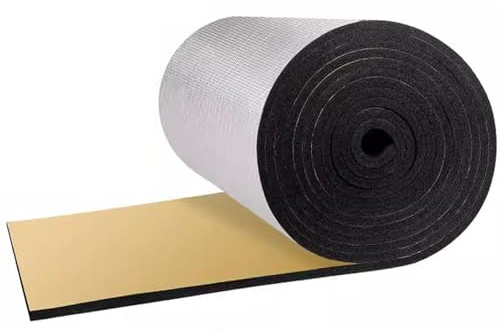 Aislante Térmico Insonorizante Forro Aluminio Papel Adhesivo Para Coche 10mm Espesor Espuma Aislamiento Termico Acústico Reflectante Para Puertas Suelo Techo (Negro, 1mx10mx5mm)