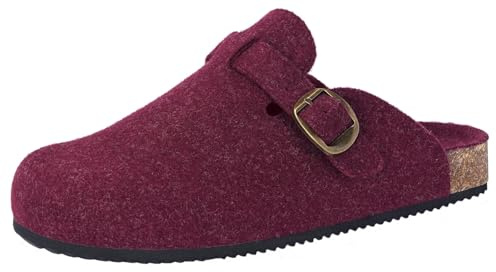 Dokela Mules Sabots Femmes Hommes Hiver Chauds Feutre Pantoufles | Fourrure,Confortable,Antidérapants,Réglable Boucle,Chaussons,Chaussures de Jardin,intérieur et extérieur