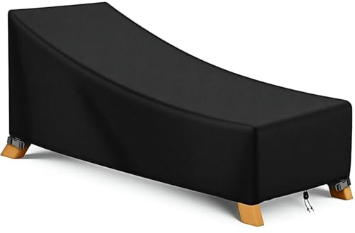 BEJAGWUS Abdeckung Gartenliege Sonnenliegen mit Verstellbarem Kordelzug & Schnallen,Oxford Schutzhülle für Garten Liege,Wasserdicht Winterfest UV-Anti Winddicht - 210x75x40/80 cm