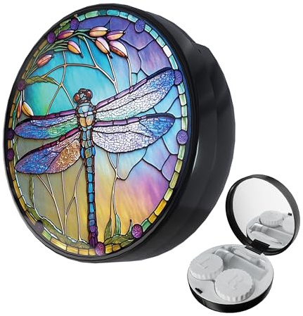 LRITER Contact Lens Case, Portable with Mirror, a Variety of Patterns