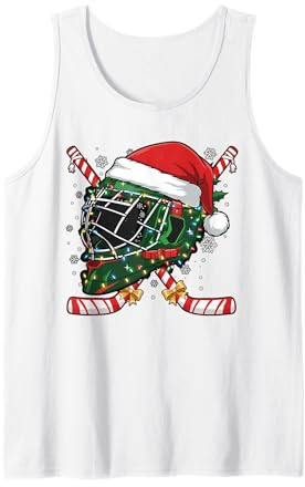 Casco da Hockey su Ghiaccio di Babbo Natale, per Uomini, Ragazzi, Ragazzi e Adolescenti Canotta