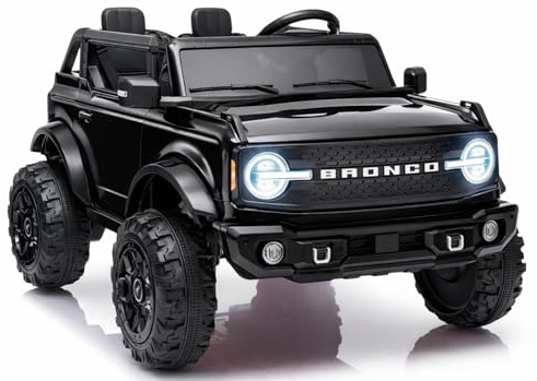 Ford Bronco 24V Maxi Fuoristrada 2 Posti Auto Macchina Elettrica per Bambini Telecomando Porte Apribili Bluetooth Potenti Motori Carico 60 Kg Nero