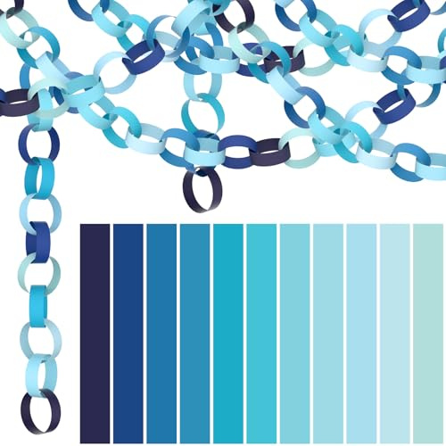 NACHLYNN 660 Pieces Paper Chains Garland Bright Colors Paper Strips for Classroom Home Party Decor (Blue)