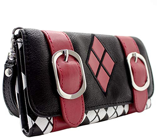 Suicide Squad Diamantschnalle Portemonnaie/Geldbörse Tri-Fold mit Münzfach & Kartenhalter, Schwarz