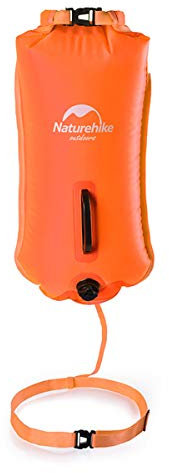 Naturehike 18L Schwimmboje Zwei Airbags Swim Boje Trockensack wasserdichte Strandtasche mit Verstellbarer Hüftgurtfür Schwimmer Küstenstrand (Orange)