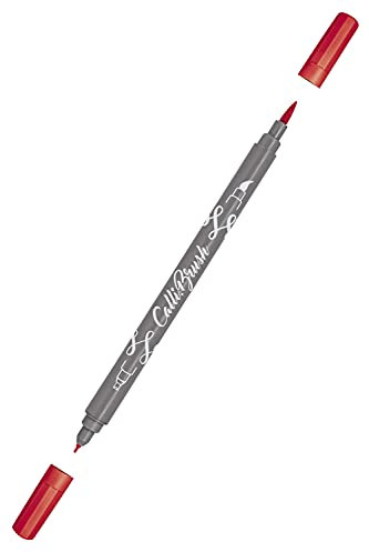 ONLINE Calli.Brush Pen mit Double-Tip, Pinsel- und Kalligraphie-Spitze, Handlettering Brush-Pens in verschiedenen Farben, bunte Bullet-Journal Stifte für Kalligrafie, Aquarell, Farbe: Rot