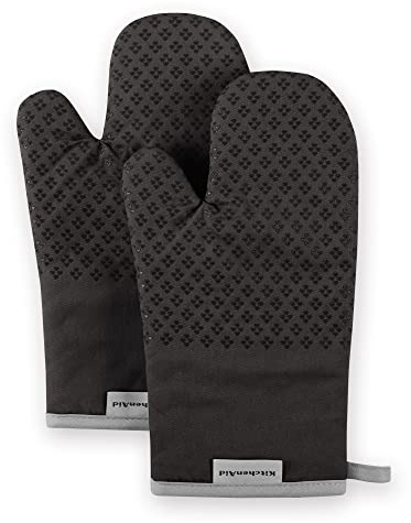 KitchenAid Asteroid Oven Mitt Set, 7x12.5, Black, 2 Piece