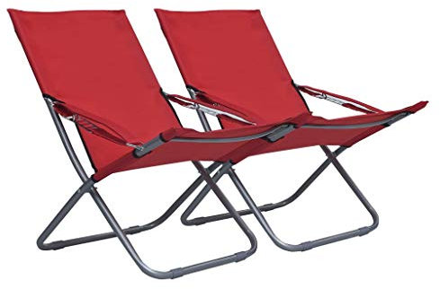 vidaXL 2X Strandstuhl Klappbar Campingstuhl Klappstuhl Angelstuhl Gartenstuhl Anglerstuhl Faltstuhl Regiestuhl Liegestuhl Stoff Rot