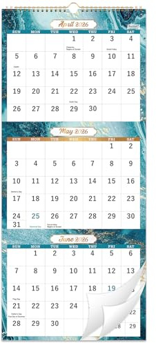 2026-2027 Wall Calendar - 3 Month Calendar 2026-2027, May 2026 - June 2027, 11 x 26, 14 Months Calendar (Vertical), Large, Lay- Flat Design