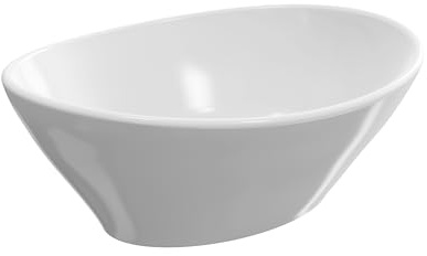 BAIKAL Lavabo sobre Encimera | Curvo | Blanco Brillo | Cerámica | 41 x 33 x 14,5 cm | Sin orificio para grifo | Lavabo Baño | Envío con Embalaje Reforzado