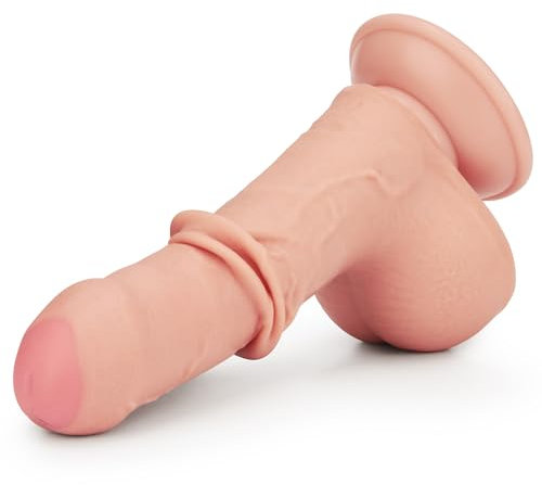 Dildo Klein 18cm Penis, Dildo mit Vorhaut Beweglicher Gleitender Hautdildo Realistischer Dildo Saugnapf Abnehmbarer, Diloschwanz für Frauen Analplug Sex Spielzeug für die Frau Anfänger Männer