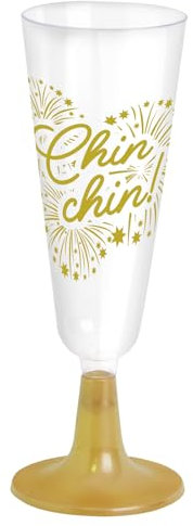 OH YEAH - Fin de Año - Cartón Desechable - Decoración Mesa Nochevieja - Vajilla Desechable Fin de Año - FÁCIL MONTAJE (Copa Cava)