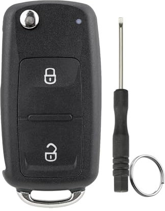 2-Tasten-Fernbedienungsschlüssel für VW4 T5 T6 Volkswagen VW Transporter T4 T5 T6 Amarok Polo Golf mit ungeschnittener Klinge und Schlüsselring und Schraubendreher