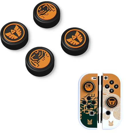 DLseego Joystick Kappen für Switch/Switch Lite/Switch OLED,Multi-Coloured Theme Switch Knöpfe Thumb Grips Caps,Silikon Switch Daumenkappen,4PCS Daumengriffkappen-Schwarze Flügel + Streifen