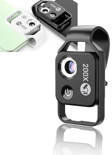 Mini Microscope de Poche pour Téléphone 200X, Objectif Externe Zoom pour Téléphone Portable, Accessoires D'appareil Photo pour Microscope Numérique Portable, avec Lentille CPL,