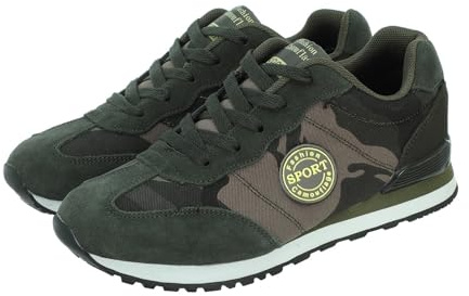 Scarpe da ginnastica mimetiche da donna e uomo, alla moda, per il tempo libero, traspiranti, da jogging, per attività all'aria aperta, da trekking, Verde2, 43 EU