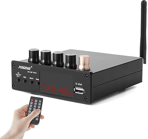 XRONG TF16B Home Audio Amplifier 100Wx2+100W Subwoofer Bluetooth 5.2 Stereo HiFi 2.1CH Digital Sound Amplifier 24bit/192kHz Class D Amp USB DAC and with Remote Control