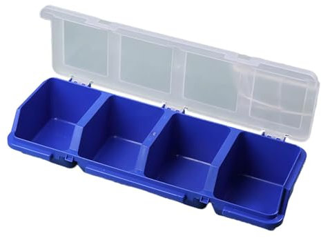 Caja de almacenamiento de piezas de contenedores parciales para herramientas, caja de organizadores de tornillo de plástico, caja con 4 soportes para tornillos de bandeja, fácil de usar