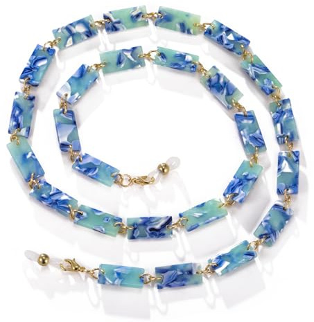 kkjoy Cadena para Gafas de Cuadrados Colores en Acrílico Cordones de Retención para Gafas de Sol para Vacaciones Playa Mujer Hombre (Azul Claro)
