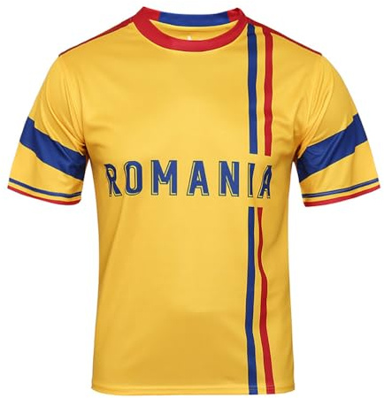 Coppa Europa Calcio Magliette Soccer Tifosi Sport Casual Stampa Girocollo Asciugatura Veloce Traspirante Manica Corta Uomo Donna Fan Coppa America Maglia T Shirt Romania L