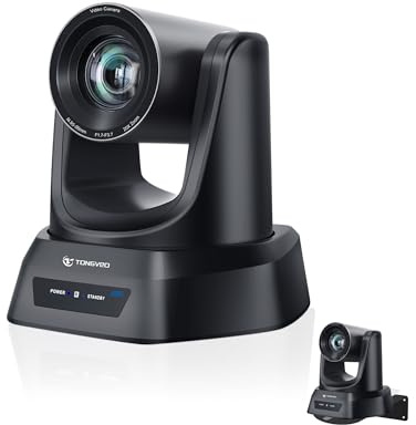 TONGVEO 4K AI PTZ-kamera med autospårning och 20x optisk zoom, konferenskamera med HDMI/USB3.0/LAN/PoE — perfekt för gudstjänster, zoommöten, live-streaming och utbildning