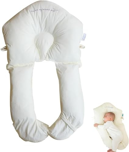 QJDFLL Generico Cuscino a cuneo per 𝖇𝖆𝖒𝖇𝖎𝖓𝖔, generico a cuneo per bebè, supporto lombare regolabile morbido e traspirante essenziale neonato, regalo per bambini (Bianco,72X45CM)