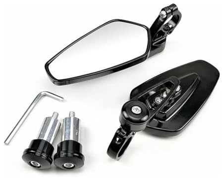 Specchietti Moto Specchietto Retrovisore Per Manubrio Moto 7/8 22mm Specchietti Retrovisori Per Motocicletta Universal Bar End Side(Nero)