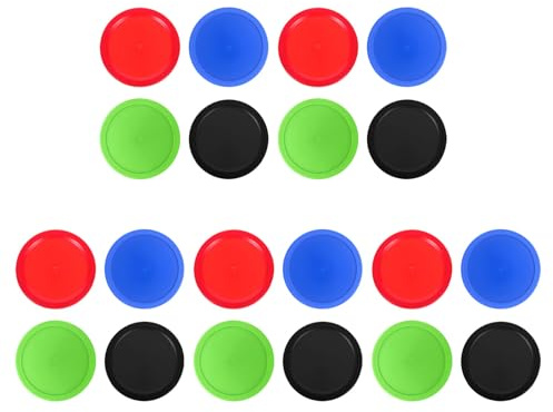 Toddmomy Discos de Hockey de Aire para Mesa Paquete de 20 Piezas 5 Rojos 5 Azules 5 Negros 5 Verdes Discos de Plástico Resistentes y Compatibles Accesorios para Juegos de Air