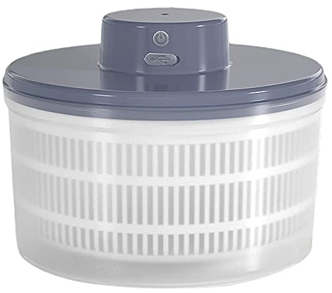 Centrifugador eléctrico de ensalada recargable por USB, de secado rápido, para lechuga y verduras, cuenco giratorio para ensaladas y frutas, utensilio de cocina para una fácil preparación de comidas