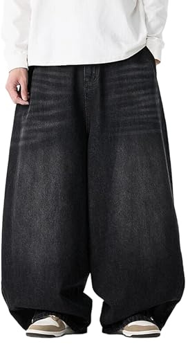Baggy Jeans Herr Y2k Baggy Jeans för Herr Vida Ben Hiphop Lös Passform Denim Casual Streetwear Byxor