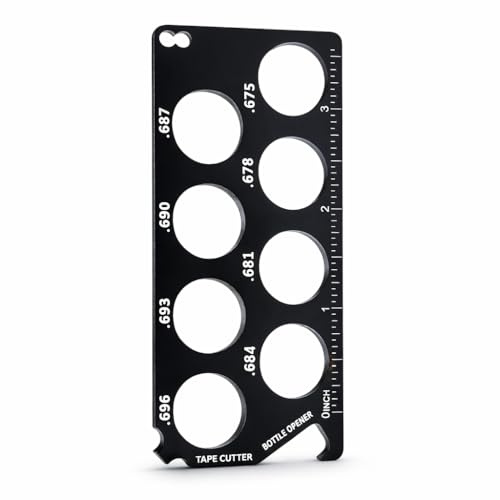 A.C.I.L. Paintball Bore Size Gauge Tool – .68 Cal Ball Sizing Card (.675–.696) – Accuracy & Barrel Matching Tool – Durable Aluminum Measuring Plate
