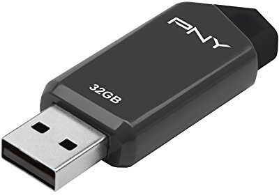 PNY Retract USB 2.0 Flash Drive, 32GB, Gray, Blue, or Red - Color May Vary (P-FD32GRTCG-GE)