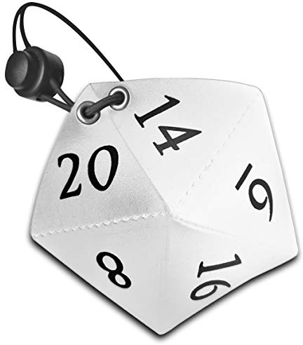 D20 Bag | Bolsa con Forma de Dado Dados de rol | de Polipiel con Cuerda y Cierre (Blanco)