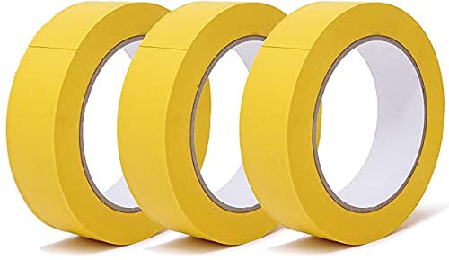 TX 3 Rotoli masking tape carta, Nastro versatile nastro protettivo per lavori di pittura, 24mm x 50m, Giallo