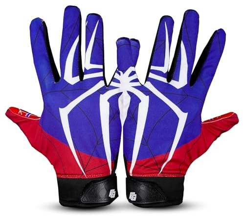 Repsters Tacky Spider Football Gloves - Elite Trendy Wide Receiver Gear – Extra Sticky Grip Football Gloves for Game Day, Training, High School and College (Youth XS-S)