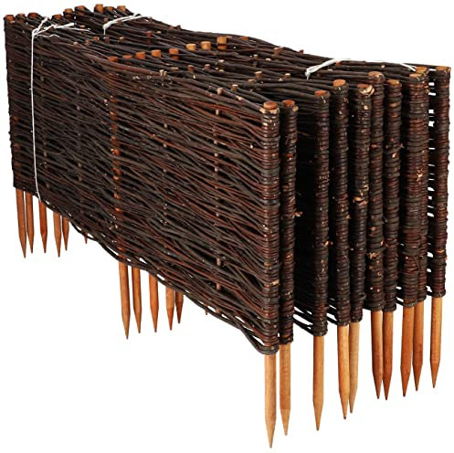 KOTARBAU® Lot de 5 bordures de parterre en osier - 10 x 40 cm - Pour fleurs et légumes