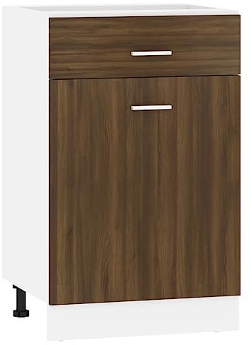 vidaXL Unterschrank, Küchenschrank mit Schublade 2 Fächern, Geschirrschrank für Küche, Küchenunterschrank Schrank Küchenmöbel, Braun Eichen-Optik