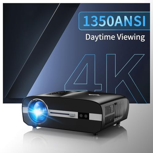 Ultra HD Daylight Projector 1800 ANSI,Smart 4K Daytime Projector Home Cinema,Android TV,WiFi 6 Bluetooth 5.2, HDR10+,38W DSP Speaker, 300″Display,HDMI USB WLAN for Outdoor Movie Night Gaming Bedroom