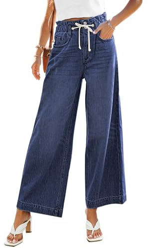 GRAPENT Women's High Waisted Mom Jeans Flared Jeans for Women High Waist Effortless Flow Jean Pants Color Darkness Blue Size 16 Size 18