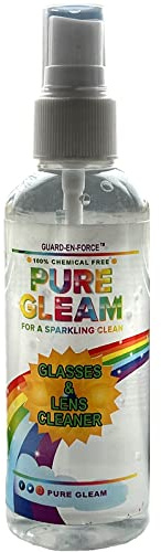 Pure Gleam Glasses and Lens Cleaner Chemical Free, Eco-Friendly, and Natural. Easily Removes Grease, Prints, Dust, Marks and Stains Without Harming Glass or Special Coatings. (100ml Bottle)