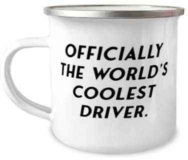 Unique Driver Gifts, Officially the World's Coolest Driver, Beautiful Birthday 12oz Camping Mug Gifts For Coworkers From Friends, Driving gloves, Car air freshener, Keychain, Sunshade, Emergency kit