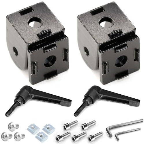 2Sets Black Living Hinge with Screws,Zinc Alloy Flexible Pivot Joint Connector,for 2020 Series Aluminum Extrusion Profile (Black)
