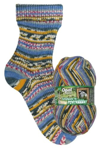 Opal Schafpate 16 Porträääh (425m) 4-Ply Yarn - Wool-Blend, for Knitting Cosy Warm Socks with Unique Colour Patterns, 11451, 1 x 100g