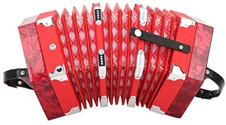 LOCADENCE Concertina-dragspel, Anglo Style Concertina med bärväska, Portabelt sexkantigt Concertina-dragspel för nybörjare Vuxna (Röd)