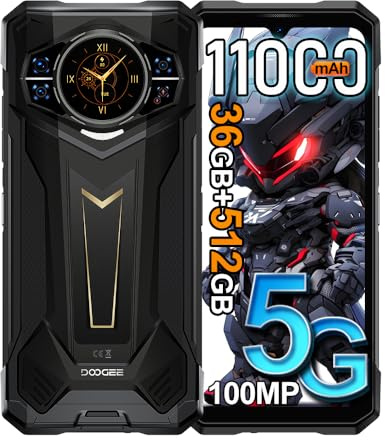 DOOGEE S200 Plus 5G AI Rugged Smartphone with 1.32AMOLED Rear Display,11000mAh(66W) 36GB+512GB/2TB Android 15 Rugged Phone,100MP+20MP Night Vision,6.72FHD+120Hz SIM-Free Unlocked Mobile Phone/Black