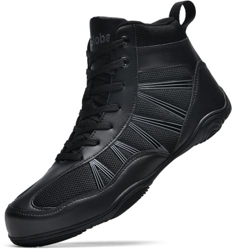 situkeke Scarpe da Boxe da Uomo Scarpe da Wrestling da Combattimento Antiscivolo Traspirante Scarpe Combat Boxers Competizione di Allenamento Scarpe da Pugilato Unisex Nero 42 EU