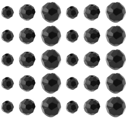 LT Easiyl Runde Glasperlen aus Kunststoff, kompatibel mit Texas Carolina Rig, geeignet für Angelvorfächer, Köder, schwarz, 30 Stück (6 mm + 8 mm + 10 mm)