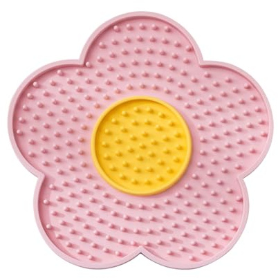 YNPQTDS 15x15cm Lamiendo Alfombra Gato Alfombra Lamiendo Perro Flores Almohadillas Alfombra Lamiendo Ventosas Diseño Silicona Placas Lamiendo para Mascotas para Baño Entrenamiento Faci