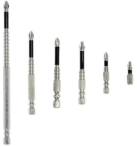 JIEHU 6 Pcs Magnetic Slip Screwdriver Bits, Magnetic Screwdriver Drill Bit Set, Magnetic Drill Bits for DIY Projects and Repair
