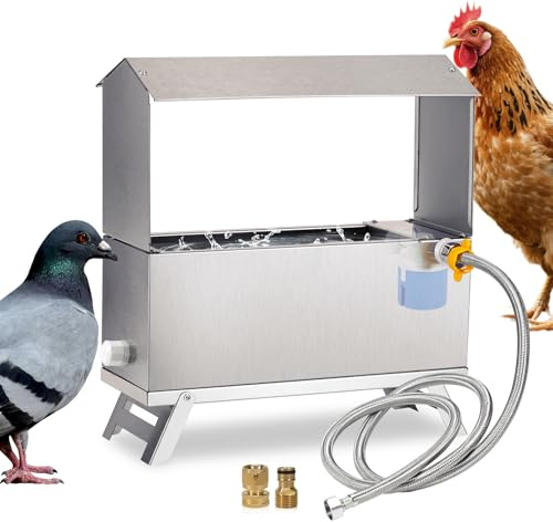 Bebedero Automático De Acero Inoxidable Para Pollos Dispensador AutomáTico De Regador De Pollo Con VáLvula De Flotador Y Pata Agua De Pollo De Metal De Gran Capacidad Para Pato Paloma Ganso (9 Litro）